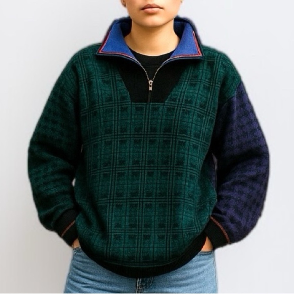 Vintage 90’s Eaprit Sport Herringbone Knit 1/4 Zip | Size XL